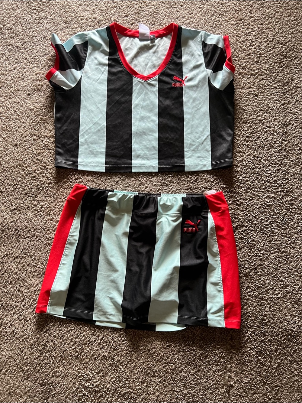 Puma Ladies Navy Blue , Light Blue & Red Striped skort Bottoms